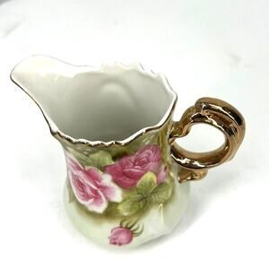 Vintage Lefton China  Heritage Rose creamer mini pitcher bud vase grandma core